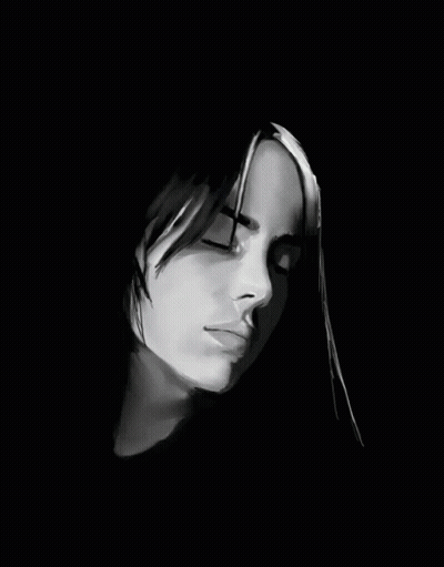 A Black And White Photo Of A Woman 'S Face With Her Eyes Closed GIF