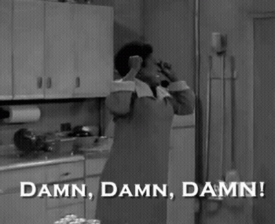 A Black And White Photo Of A Woman Saying " Damn Damn Damn ! " GIF
