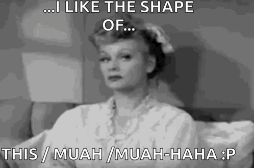 A Black And White Photo Of A Woman Sitting On A Bed With The Words `` I Like The Shape Of ... '' . GIF