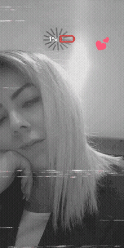 A Black And White Photo Of A Woman With A Clock Behind Her That Says 1% On It GIF