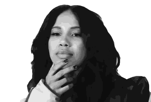 A Black And White Photo Of A Woman With Long Black Hair Sticker
