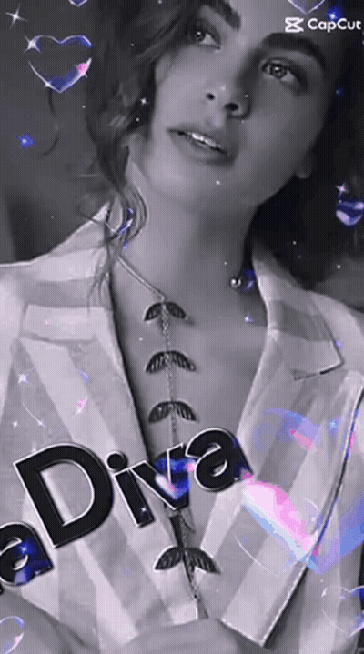 A Black And White Photo Of A Woman With The Word Diva Written On It GIF