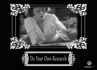 A Black And White Photo Of A Woman With The Words Do Your Own Research On The Bottom GIF