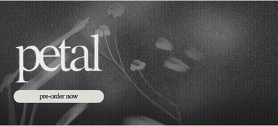 A Black And White Photo Of A Woman With The Words Petal Pre-Order Now Below Her GIF