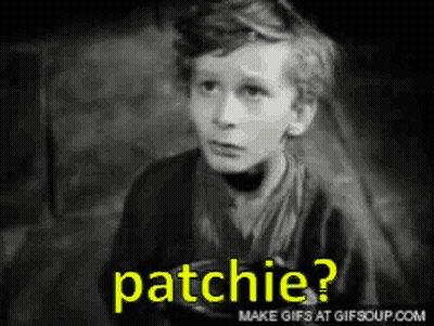 A Black And White Photo Of A Young Boy With The Word Patchie Written In Yellow GIF