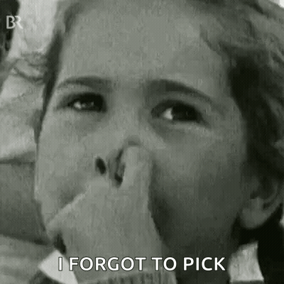 A Black And White Photo Of A Young Girl Covering Her Nose . GIF
