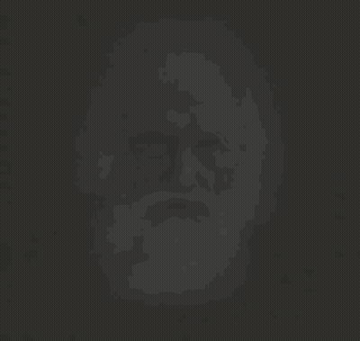 A Black And White Photo Of An Older Man With A Long Beard GIF