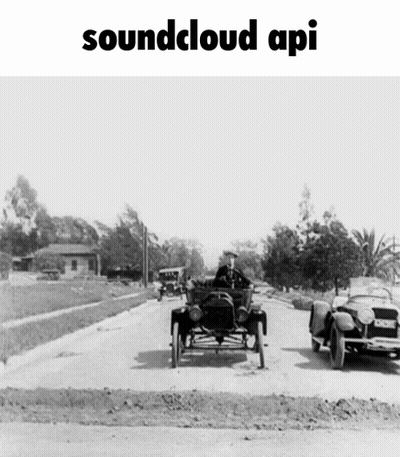 A Black And White Photo Of Cars On A Road With The Words Soundcloud Api On Top GIF