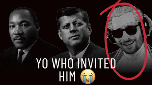 A Black And White Photo Of Martin Luther King Jr. John F. Kennedy And A Man In A Wig GIF