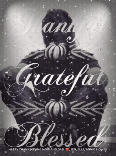 A Black And White Photo Of Pumpkins With The Words Thank Grateful Blessed On It GIF
