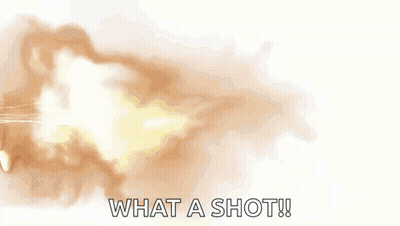 A Black And White Photo Of Smoke With The Words `` What A Shot '' . GIF