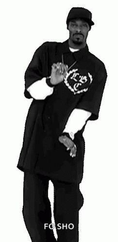 A Black And White Photo Of Snoop Dogg Dancing With The Words Fo Sho On The Bottom GIF