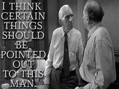 A Black And White Photo Of Three Men With The Words I Think Certain Things Should Be Pointed Out To This Man GIF