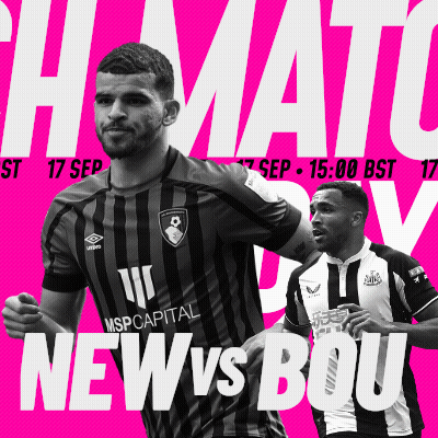 A Black And White Photo Of Two Soccer Players With The Words News Vs Bou In The Bottom Right Corner GIF