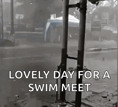 A Black And White Photo With The Words Lovely Day For A Swim Meet Written On It GIF