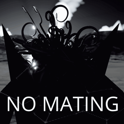 A Black And White Photo With The Words No Mating In White Letters GIF