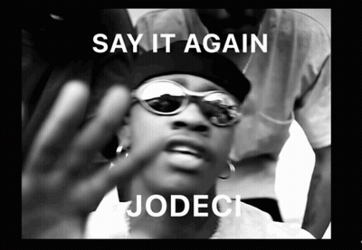 A Black And White Photo With The Words Say It Again Jodec GIF