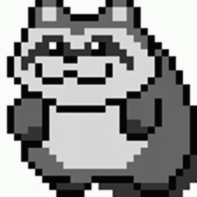 A Black And White Pixel Art Of A Raccoon With Glasses GIF