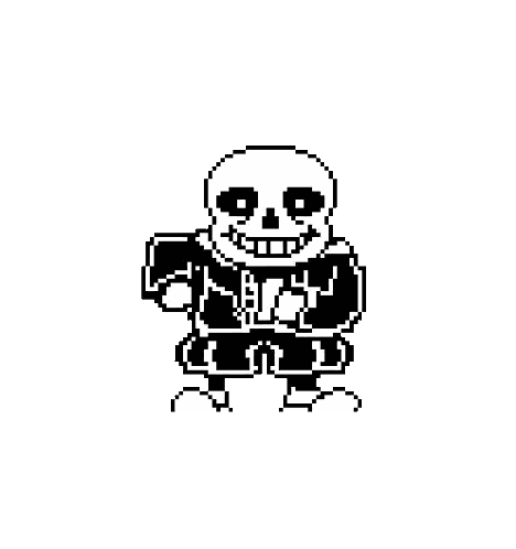 A Black And White Pixel Art Of Sans From Undertale Holding A Sword . Sticker