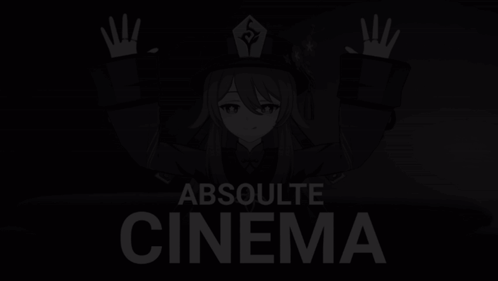 A Black And White Poster For Absolute Cinema With A Girl In A Hat GIF