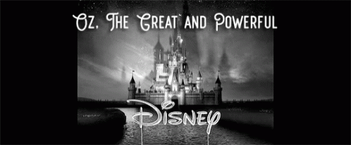 A Black And White Poster For Oz The Great And Powerful Disney GIF