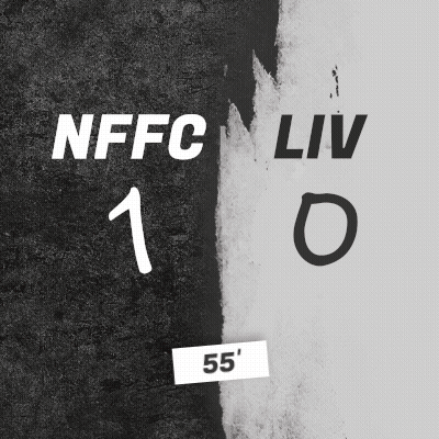 A Black And White Poster That Says Nffc Liv 1 0 GIF