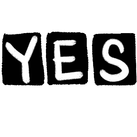 A Black And White Sign That Says Yes On A White Background Sticker