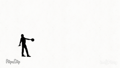 A Black And White Silhouette Of A Man Holding A Basketball . GIF