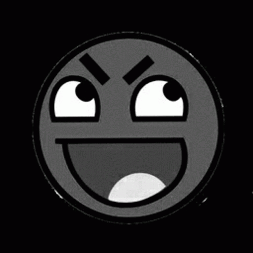 A Black And White Smiley Face With An Angry Look On Its Face GIF