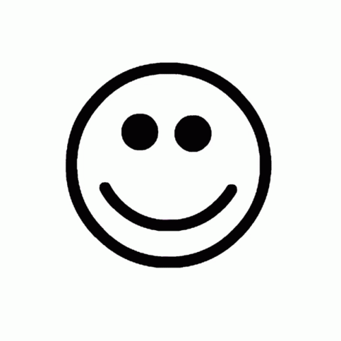 A Black And White Smiley Face With Two Black Dots On Its Eyes GIF