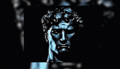 A Black And White Statue Of A Man 'S Face GIF