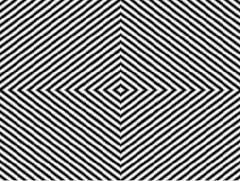 A Black And White Striped Optical Illusion With A Square In The Middle GIF