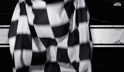 A Black And White Striped Shirt With A Motorsports Logo GIF