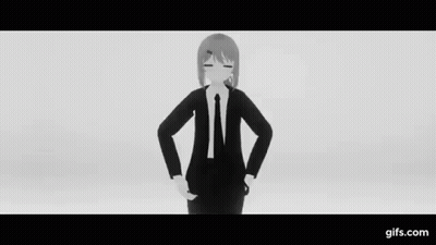 A Black And White Video Of A Girl In A Suit And Tie . GIF