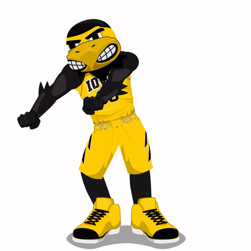 A Black And Yellow Ninja Mascot Wearing A Yellow Jersey With The Letters Va On It GIF