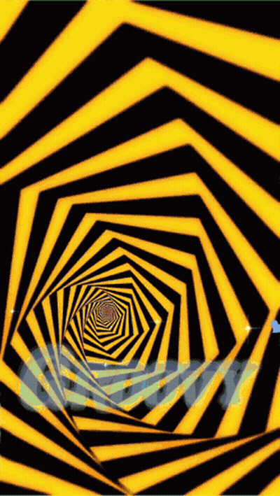 A Black And Yellow Optical Illusion With The Word Hypnotize On The Bottom Right GIF