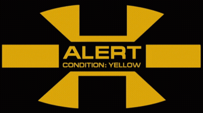 A Black And Yellow Sign That Says Alert Condition Yellow GIF