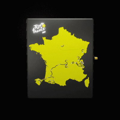 A Black And Yellow Sign That Says Tour De France GIF
