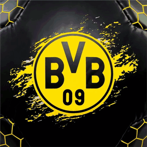 A Black And Yellow Soccer Ball With Bvb 09 On It GIF