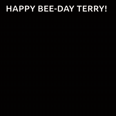 A Black Background With A Bee And The Words Happy Bee Day Terry GIF