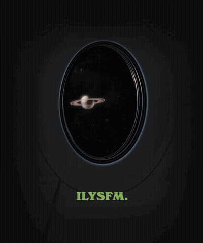 A Black Background With A Circle And The Words Ilysfm On It GIF