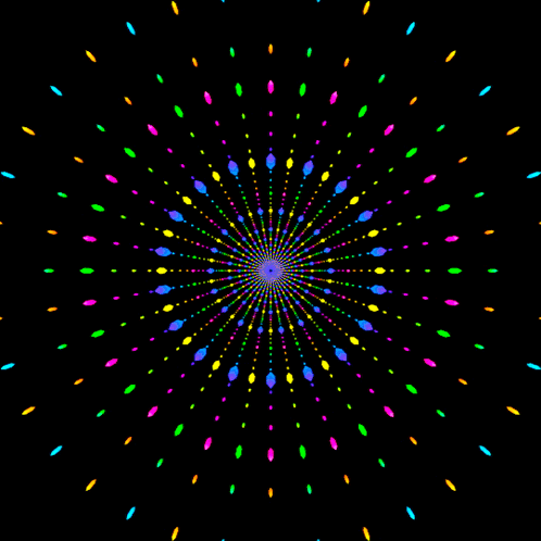 A Black Background With A Circular Pattern Of Multicolored Dots GIF