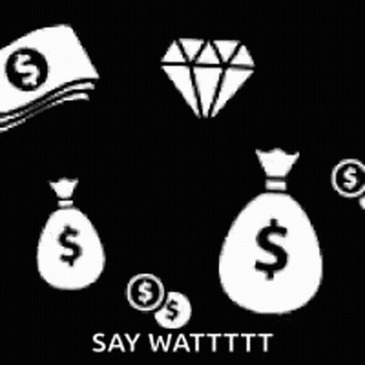 A Black Background With A Lot Of Money Bags And A Diamond . GIF