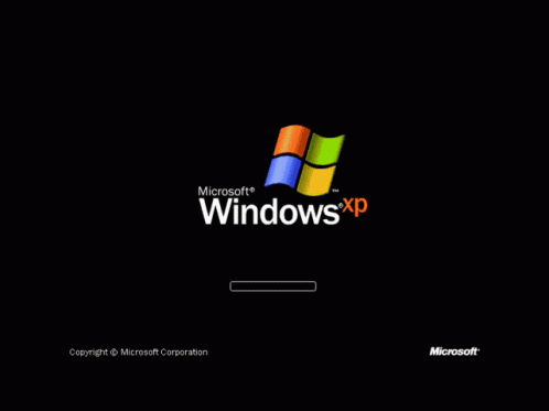 A Black Background With A Microsoft Windows Xp Logo And A Loading Bar GIF