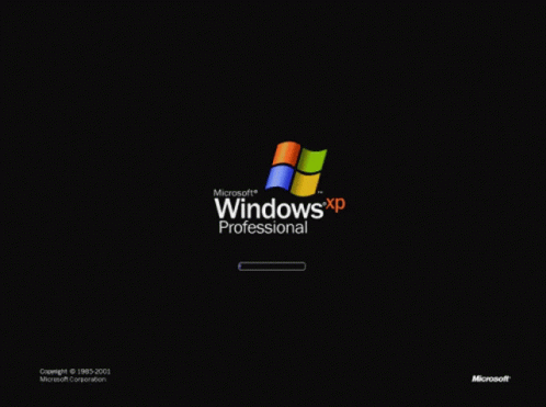 A Black Background With A Microsoft Windows Xp Professional Logo On It GIF