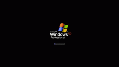 A Black Background With A Microsoft Windows Xp Professional Logo GIF
