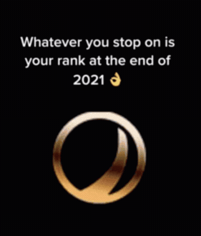 A Black Background With A Purple Diamond And The Words Whatever You Stop On Is Your Rank At The End Of 2021 GIF
