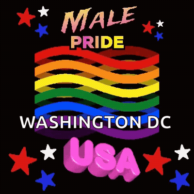 A Black Background With A Rainbow And The Words Male Pride Washington Dc Usa GIF