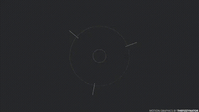 A Black Background With A White Circle With Three Arrows Pointing In Opposite Directions GIF