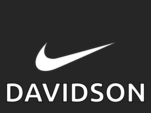 A Black Background With A White Nike Swoosh And The Name Davidson Below It GIF